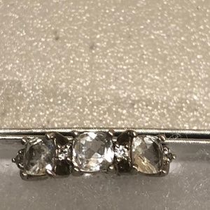 clear stone  asscher cut ? ring 3 large,4 small stones sterling sz 7